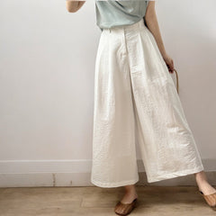 Summer Cropped High Waist Straight Wide Leg Casual Pants