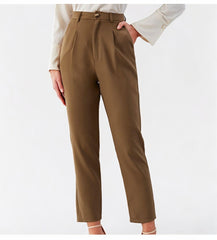 High Rise Draping Cigarette Casual Pants