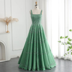 HELEN Luxury Sequin Beaded Green Evening Dress