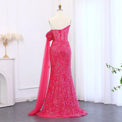 Luxury Beaded Evening Dress with Cape Sleeve - Elegant Formal Gown