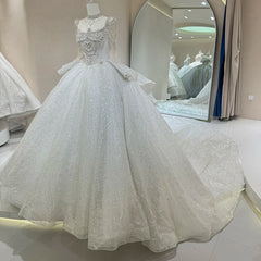 Women's Gorgeous Tassel Beading Sparkle Wedding Dress