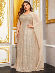 Plus Size Chiffon shawl Evening Dress