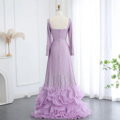 Luxury Lilac Sequins and Ruffles Evening Dress