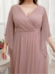 Plus Size V-Neck Polka Dot Evening Dress