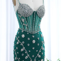 HELEN Emerald Green Spaghetti Straps Mermaid Evening Dress