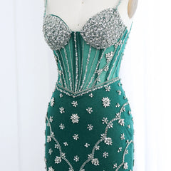 HELEN Emerald Green Spaghetti Straps Mermaid Evening Dress