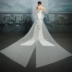 Charming Strapless A-Line Ankle-Length Wedding Dress with Chapel Train