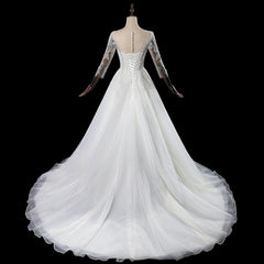 Elegant Sequined A-line Wedding Dress with Sweep Train