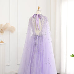 Luxury Evening Dress with Cape Sleeve