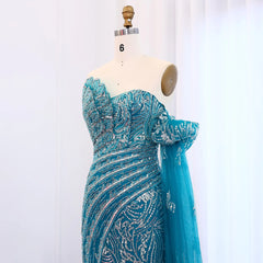 Luxury Beaded Evening Dress with Cape Sleeve - Elegant Formal Gown