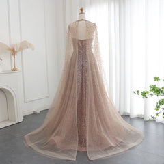 HELEN Luxury Crystal Evening Dress with Hooded Cape