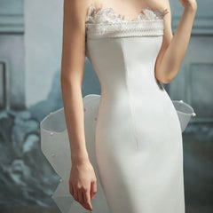 Charming Strapless A-Line Ankle-Length Wedding Dress with Chapel Train