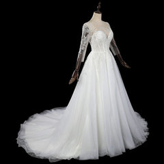 Elegant Sequined A-line Wedding Dress with Sweep Train