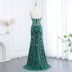 HELEN Emerald Green Spaghetti Straps Mermaid Evening Dress