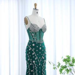 HELEN Emerald Green Spaghetti Straps Mermaid Evening Dress