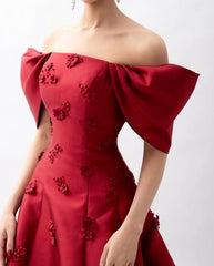 HELEN Luxury Off Shoulder 3D Flowers Evening Dress