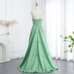 HELEN Luxury Sequin Beaded Green Evening Dress