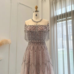 Luxury Tassel Heavy Beaded Evening Dress