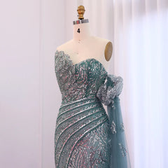 Luxury Beaded Evening Dress with Cape Sleeve - Elegant Formal Gown