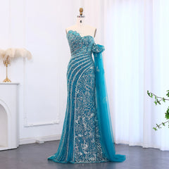 Luxury Beaded Evening Dress with Cape Sleeve - Elegant Formal Gown