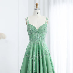 HELEN Luxury Sequin Beaded Green Evening Dress