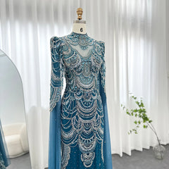 Luxury Mermaid Evening Dress with Cape Sleeves