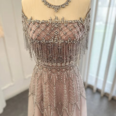 Luxury Tassel Heavy Beaded Evening Dress