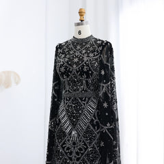 HELEN Luxury Black Beaded Evening Dress