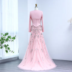 Luxury Beaded Appliques Satin Evening Dress