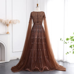 HELEN Luxury Evening Dress with Cape Sleeves