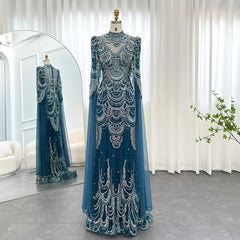 Luxury Mermaid Evening Dress with Cape Sleeves