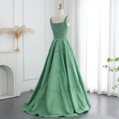 HELEN Luxury Sequin Beaded Green Evening Dress