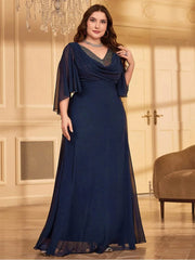 Plus Size Chiffon Sequined Colorful Evening Dress