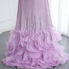 Luxury Lilac Sequins and Ruffles Evening Dress