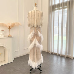 Luxury White Feathers Two Pieces Evening Dress