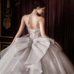 Exquisite Strapless Sequin Beaded Organza Wedding Dress