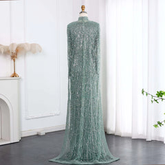 HELEN Luxury Long Sleeves Evening Dress with Cape