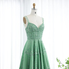 HELEN Luxury Sequin Beaded Green Evening Dress