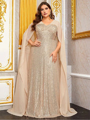 Plus Size Chiffon shawl Evening Dress