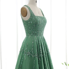 HELEN Luxury Sequin Beaded Green Evening Dress