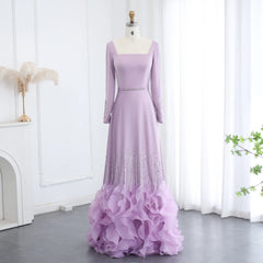 Luxury Lilac Sequins and Ruffles Evening Dress