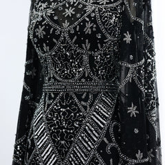 HELEN Luxury Black Beaded Evening Dress