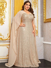 Plus Size Chiffon shawl Evening Dress