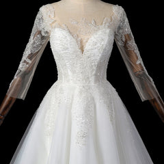 Elegant Sequined A-line Wedding Dress with Sweep Train