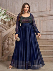 Plus size V-neck organza evening dress