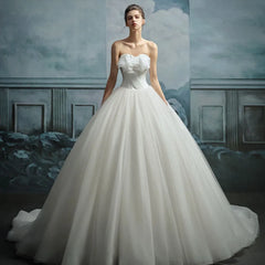 Luxury Exquisite Strapless String Organza Wedding Dress