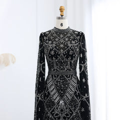 HELEN Luxury Black Beaded Evening Dress