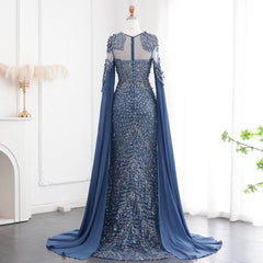 HELEN Luxury Mermaid Evening Dress with Cape Sleeves