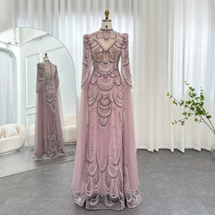 Luxury Mermaid Evening Dress with Cape Sleeves