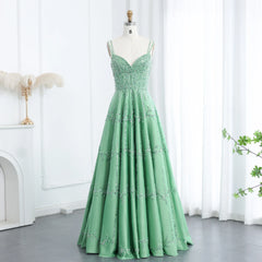 HELEN Luxury Sequin Beaded Green Evening Dress